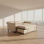 ASPEN Convertible Sleeper Sofa Bed | Loveseat Futon with Pullout Bed- Cream