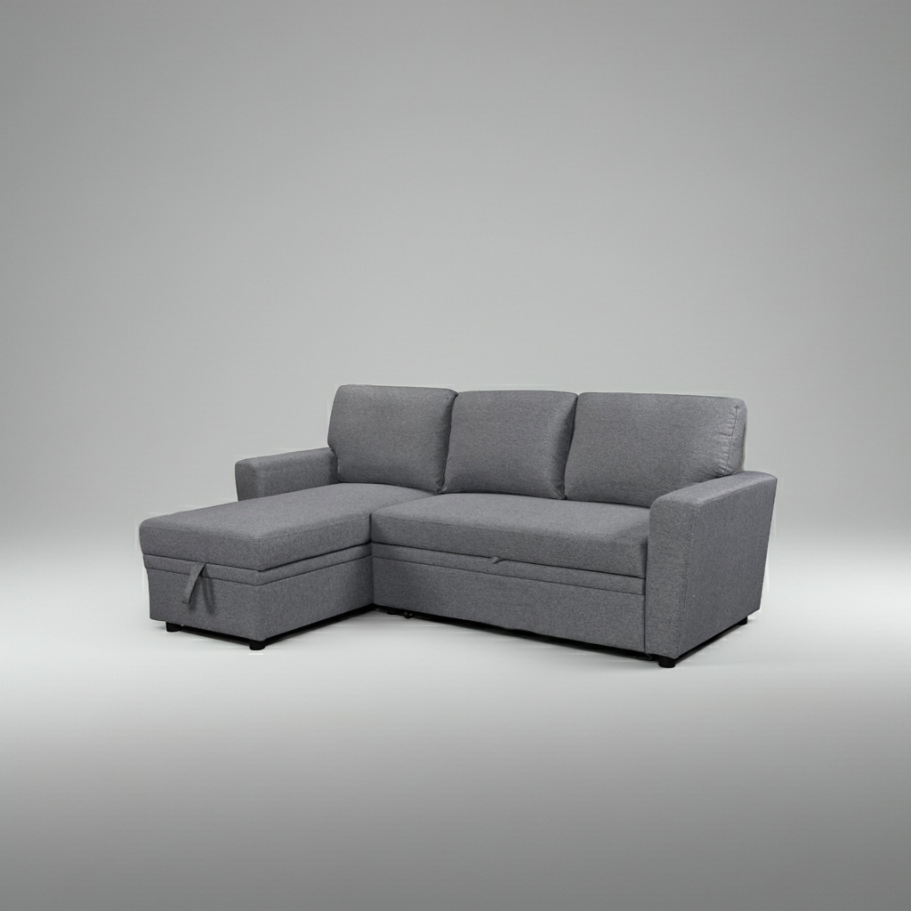 Jazz Reversible Sectional Sofa Bed with Storage – Dark Grey Fabric