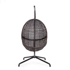 Sillón Colgante Clásico de Ratán con Soporte – Ratán Expresso y Cojín Gris