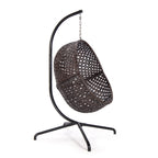 Sillón Colgante Clásico de Ratán con Soporte – Ratán Expresso y Cojín Gris