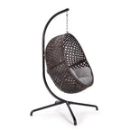 Sillón Colgante Clásico de Ratán con Soporte – Ratán Expresso y Cojín Gris