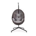 Sillón Colgante Clásico de Ratán con Soporte – Ratán Expresso y Cojín Gris