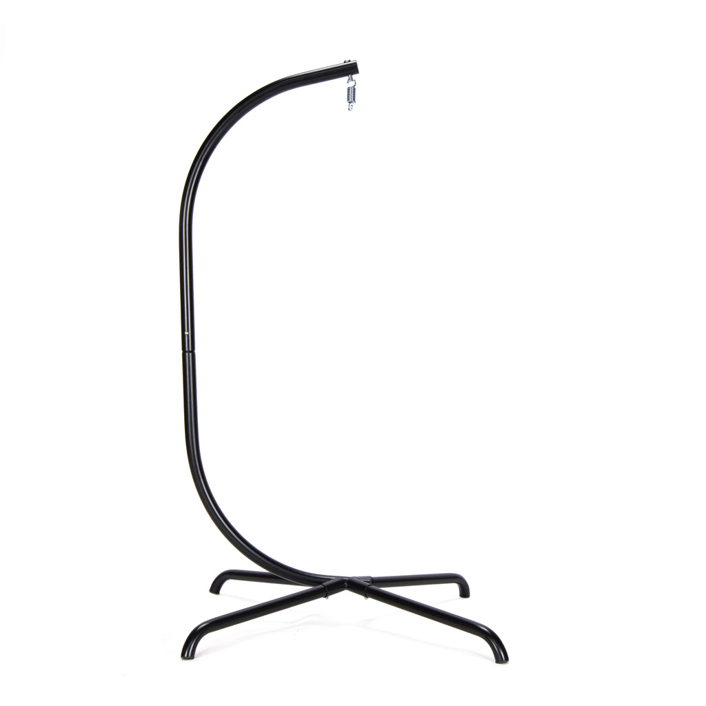 Black metal hanging plant stand on a white background