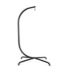 Black metal hanging plant stand on a white background