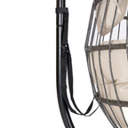 Foldable Hanging Egg Chair with Stand – Black Frame & Beige Cushion