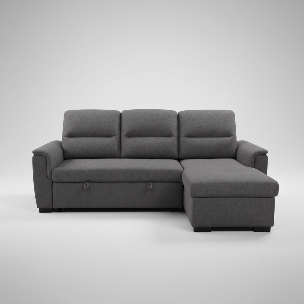 Gray sectional sofa on a white background