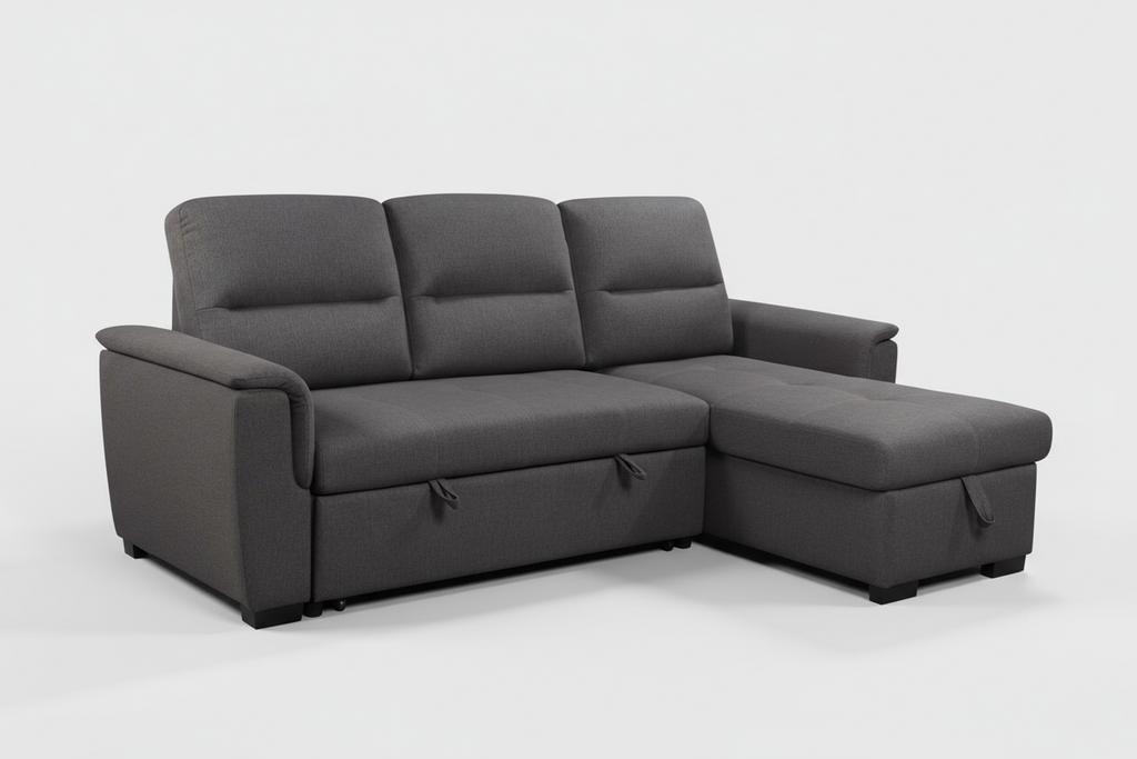 Gray sectional sofa on a white background