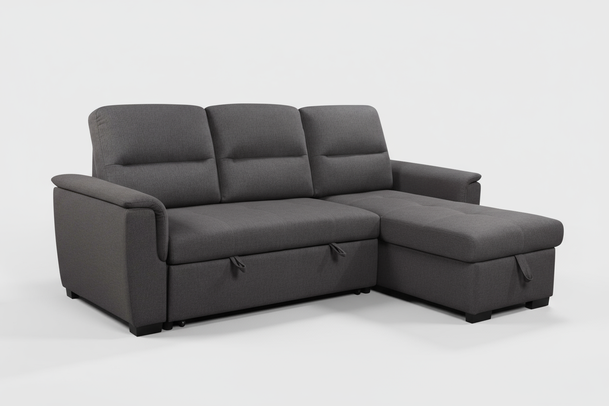 Gray sectional sofa on a white background