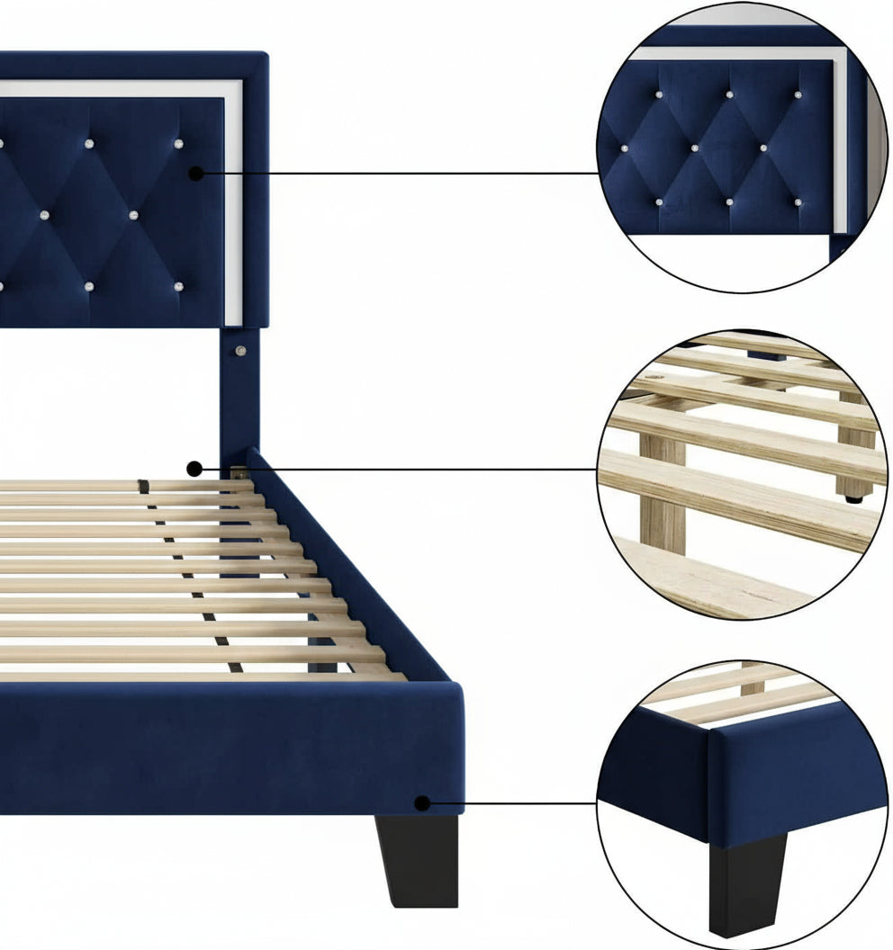 Nairobi - Blue Velvet Fabric Bed Frame image 1