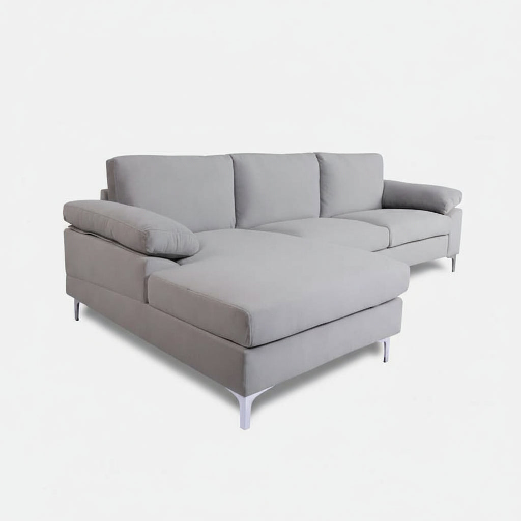 Gray sectional sofa on a white background