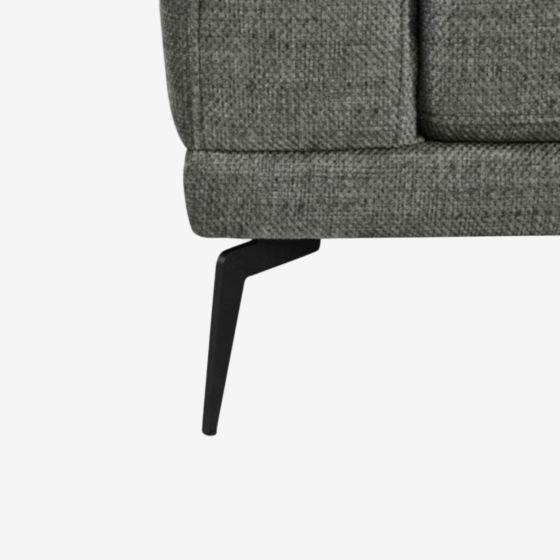 Gray sofa with black legs on a white background