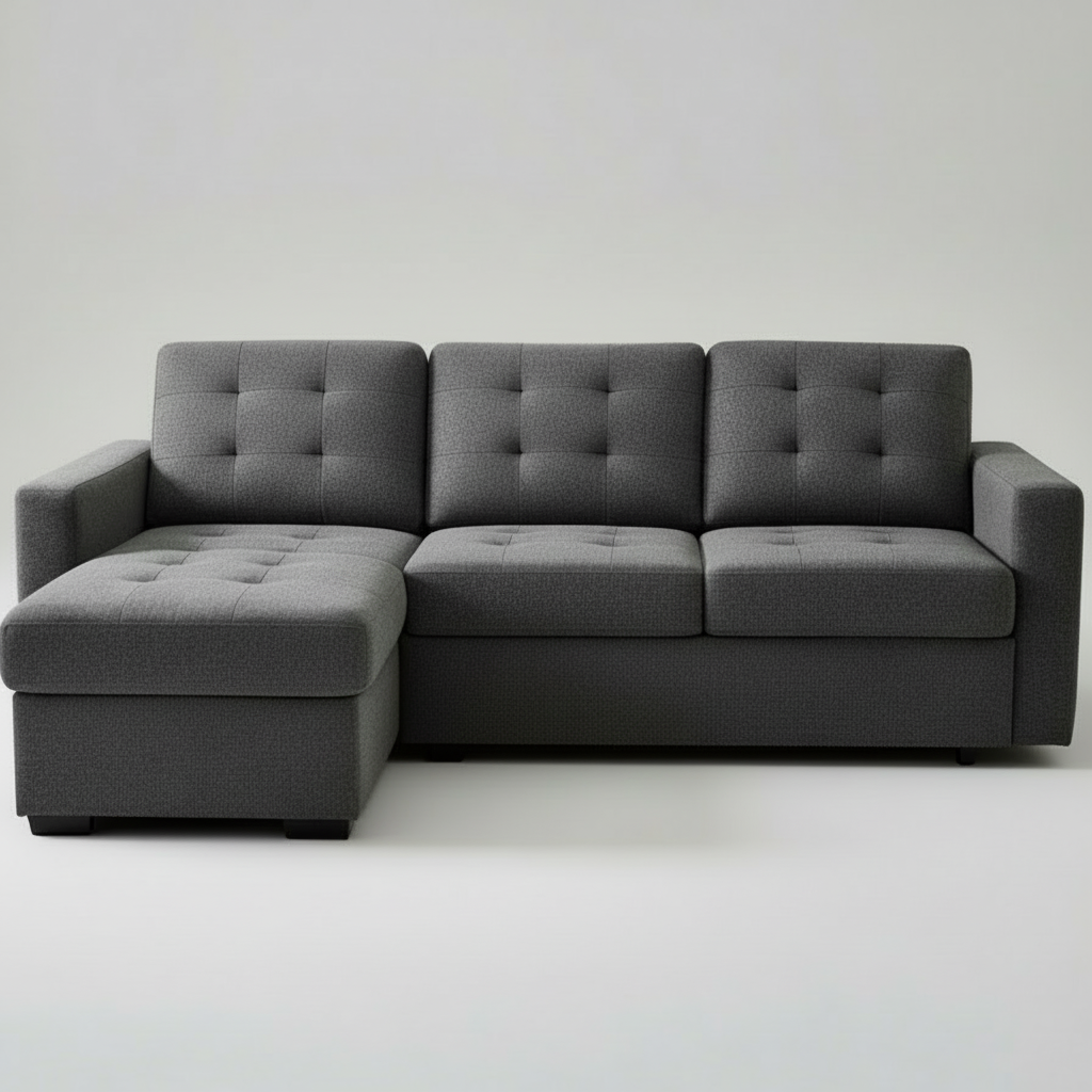 Gray sectional sofa on a white background