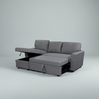 Jazz Reversible Sectional Sofa Bed with Storage – Dark Grey Fabric