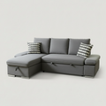 Zoey Sectional Sofa Bed with Reversible Chaise, Storage & Pullout Queen Bed – Dark Grey