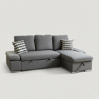 Zoey Sectional Sofa Bed with Reversible Chaise, Storage – Dark Grey