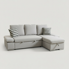 Zoey Sectional Sofa Bed with Reversible Chaise, Storage – Light Gray