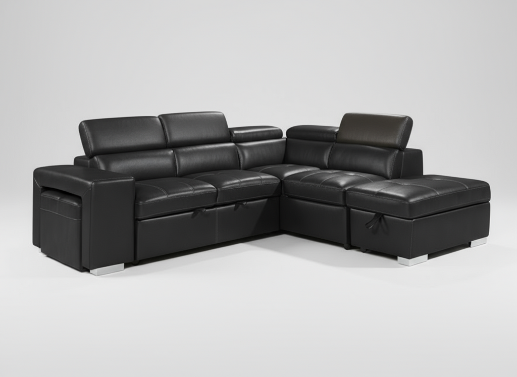 Gray sectional sofa on a white background