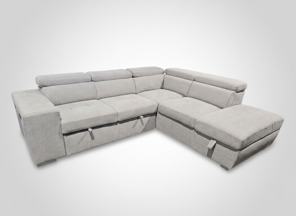 Gray sectional sofa on a white background