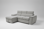 Spencer 3-Seater Light Grey Sofa Bed with Storage Chaise & Adjustable Headrests