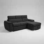 Spencer 3-Seater Dark Grey Sofa Bed with Reversible Storage Chaise & Adjustable Headrests