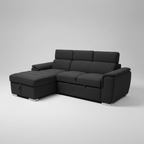 Spencer 3-Seater Dark Grey Sofa Bed with Reversible Storage Chaise & Adjustable Headrests
