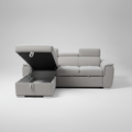 Spencer 3-Seater Light Grey Sofa Bed with Storage Chaise & Adjustable Headrests