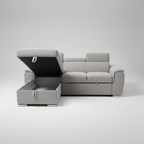 Spencer 3-Seater Light Grey Sofa Bed with Storage Chaise & Adjustable Headrests