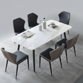 Dining table set with chairs in a modern room