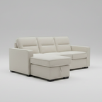Sofá seccional Waza color crema con chaise longue reversible y cama plegable 