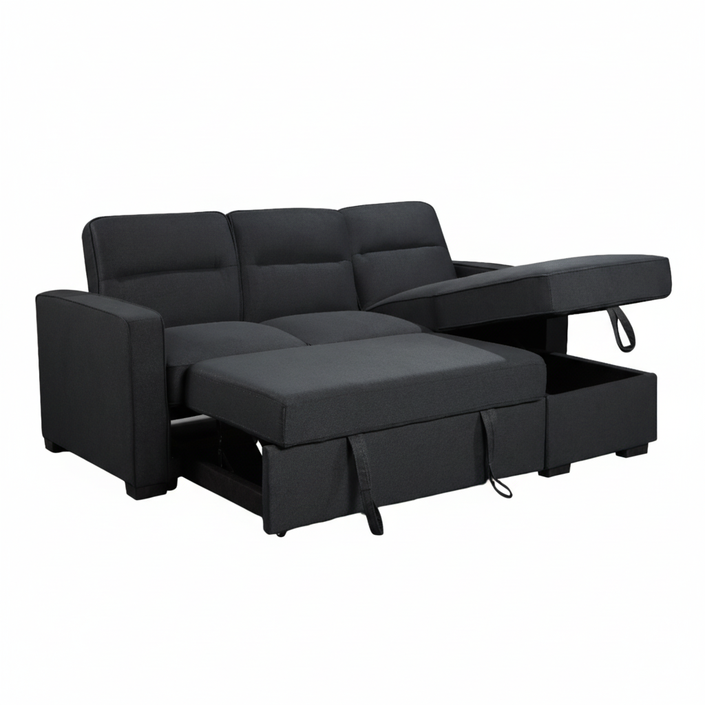 Waza Dark Grey Sectional Sofa with Reversible Chaise and Pullout Bed image 0