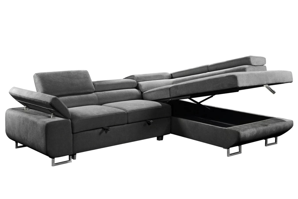 Tribeca Sleeper Sectional with Adjustable Headrests and Storage Chaise Charcoal image 2