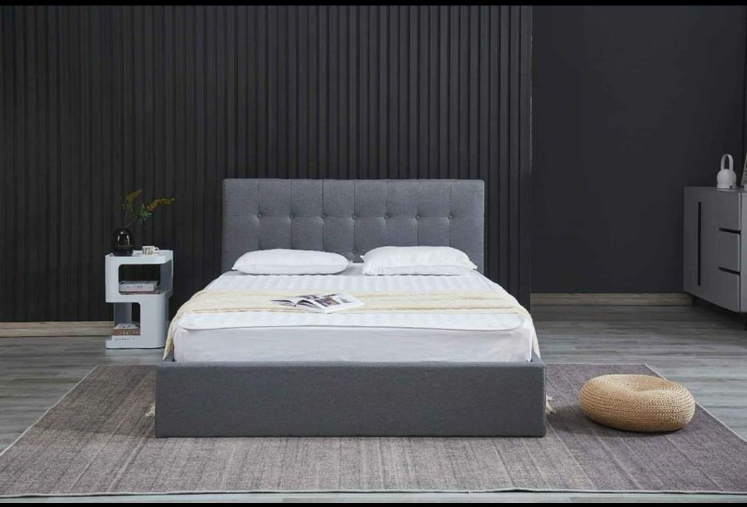 Havannah - Grey Linen Fabric Hydraulic Lift Storage Bed Frame image 0