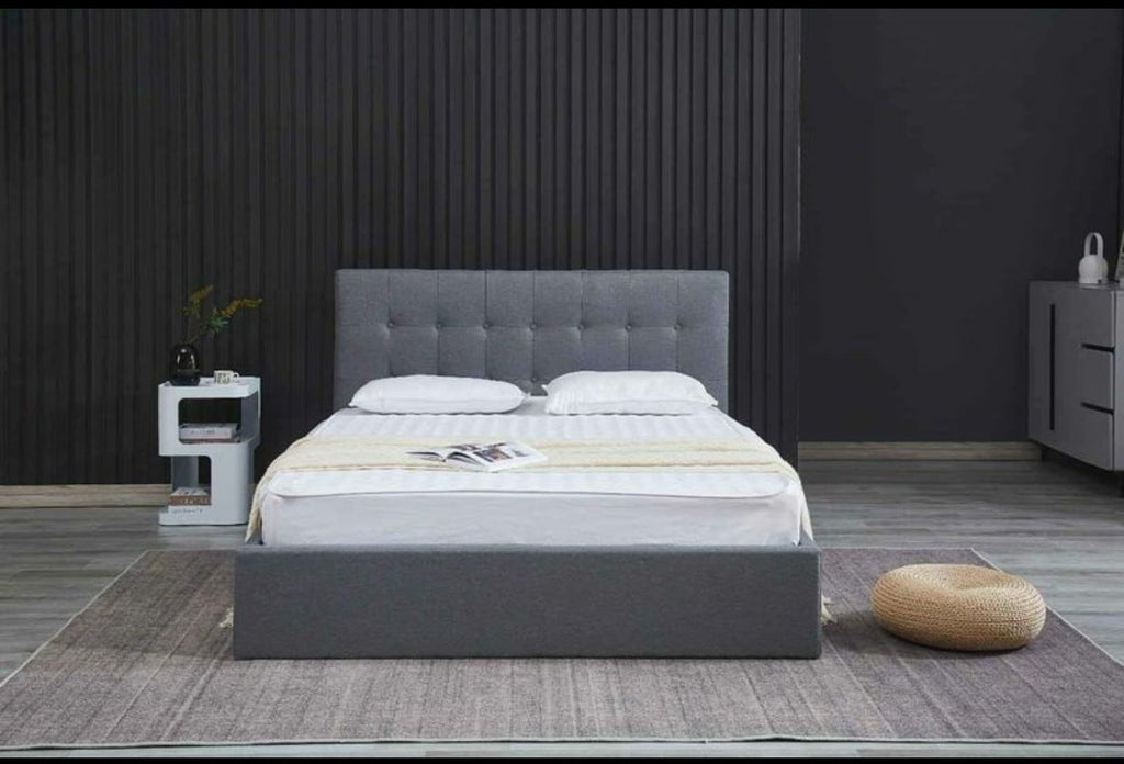 Havannah - Grey Linen Fabric Hydraulic Lift Storage Bed Frame image 0