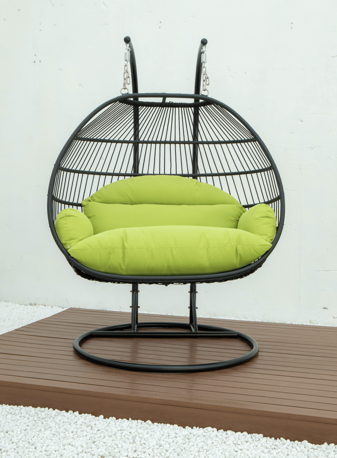 Double folding swing with green cushion image 0