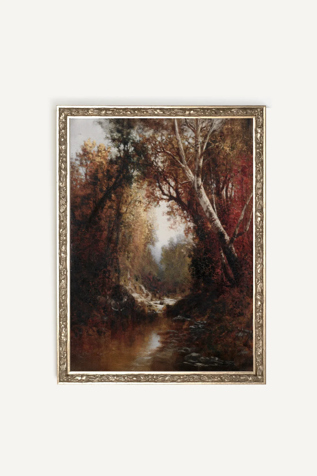 AUTUMN GLADE, Oeuvre sur toile étirée, encadré Vintage Argent