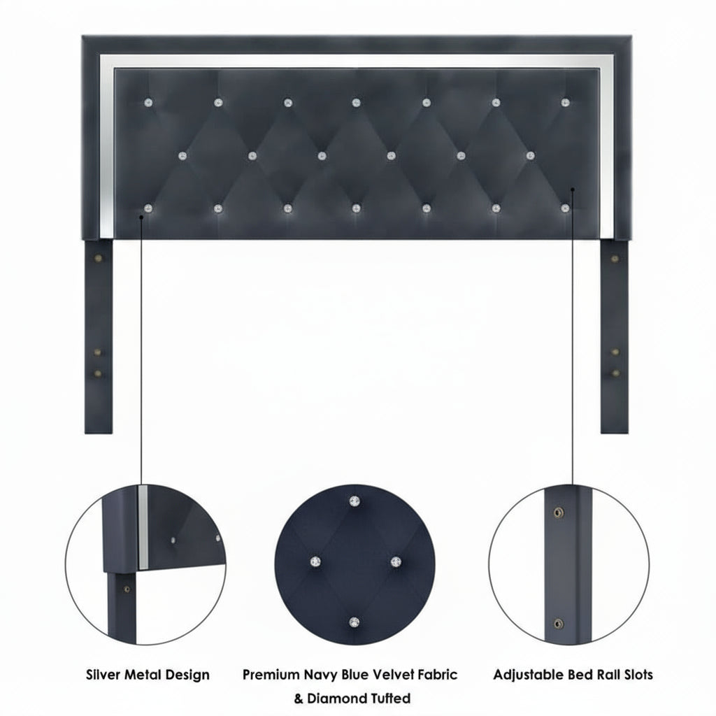 Nairobi - Blue Velvet Fabric Bed Frame image 3