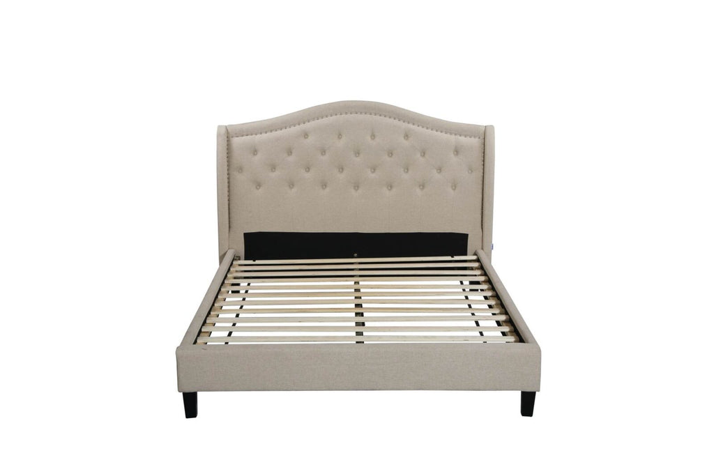 Prague – Upholstered Platform Bed, Beige image 1