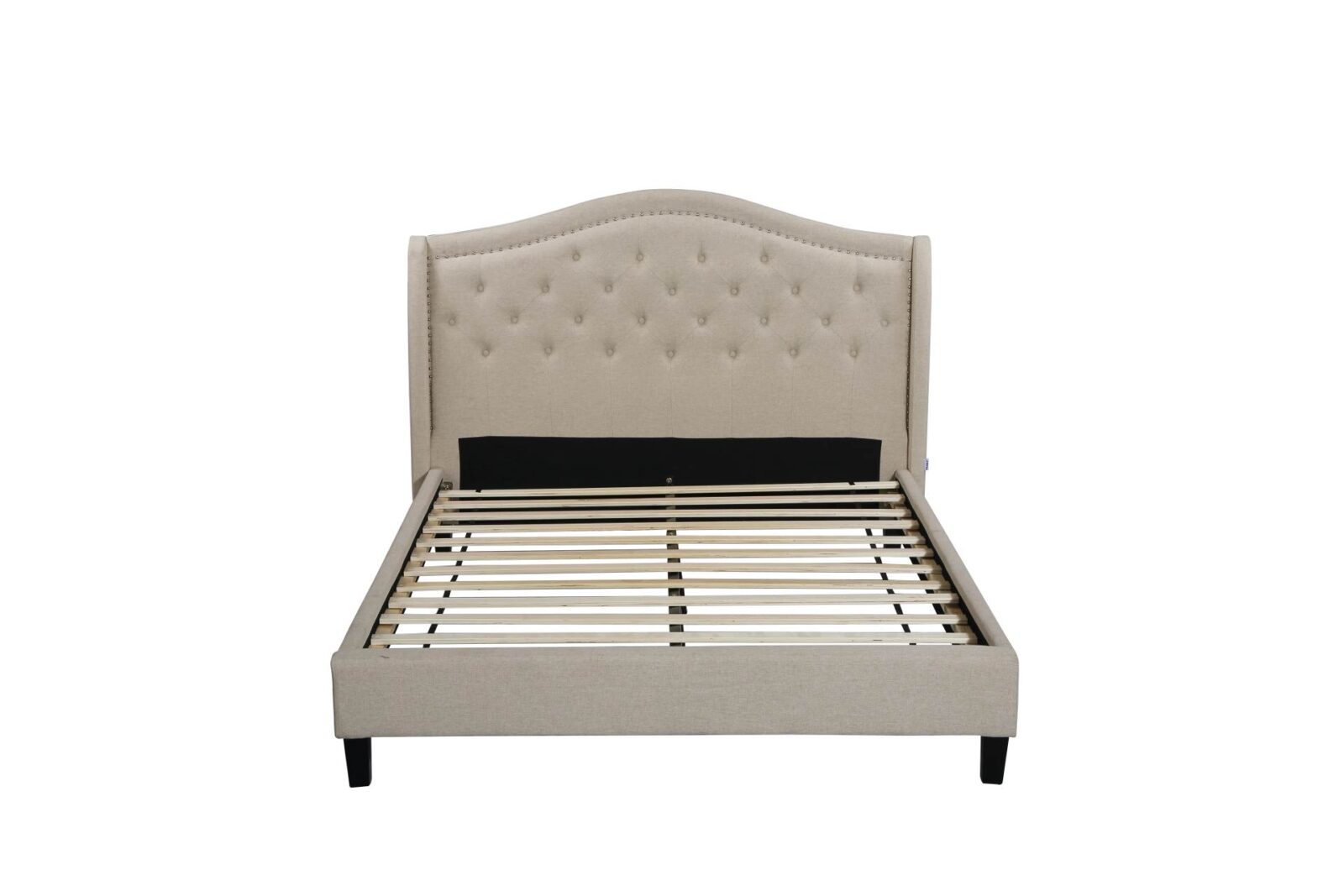 Prague – Upholstered Platform Bed, Beige image 1