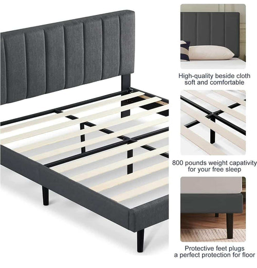 Chester - Grey Linen Fabric Bed Frame image 1