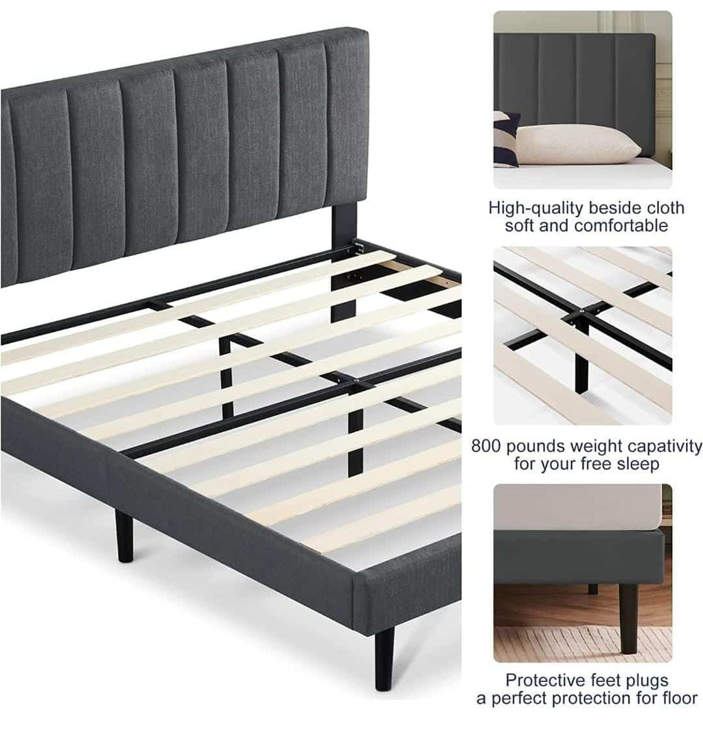 Chester - Beige Linen Fabric Bed Frame image 1