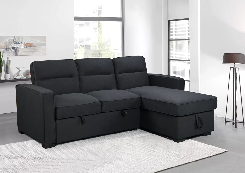 Waza Dark Grey Sectional Sofa with Reversible Chaise and Pullout Bed image 2