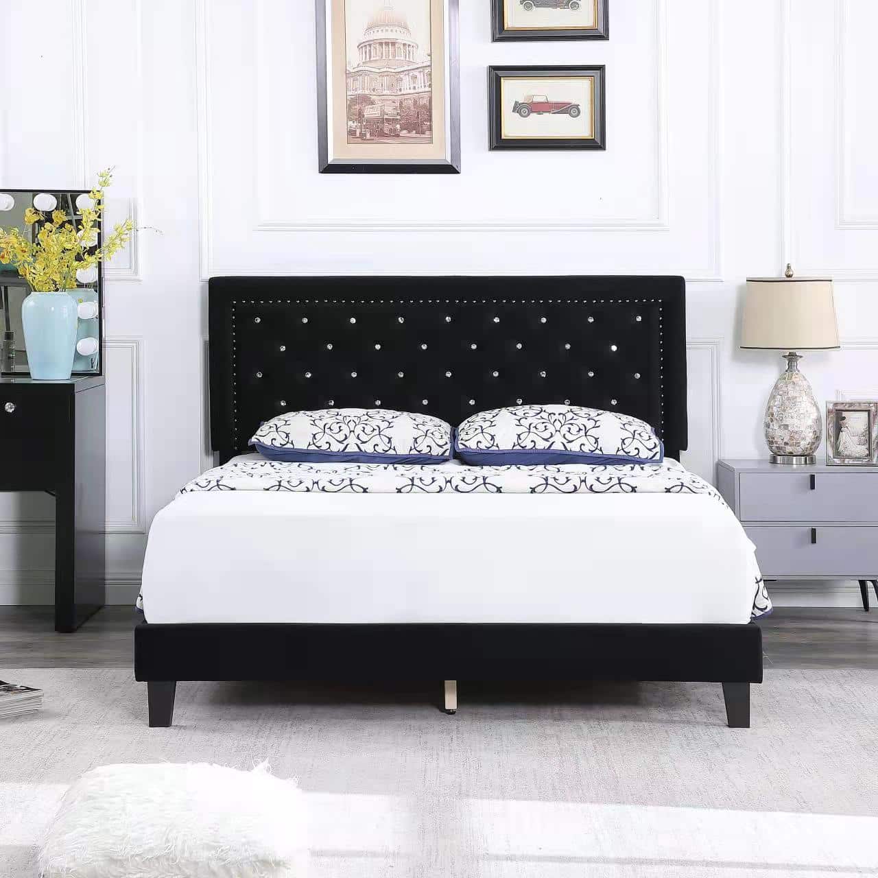 Tokyo - Black Velvet Fabric Bed Frame image 0