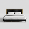 Brennan - Black Velvet Fabric with Gold Accent Bed Frame