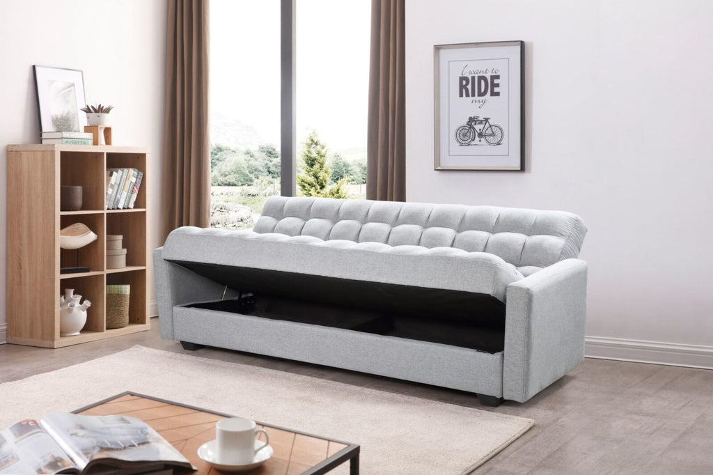 Sara Sofa Bed Convertible 3.in.1 ( Sofa, Bed, Couch &amp; Storage ) – Grey image 2