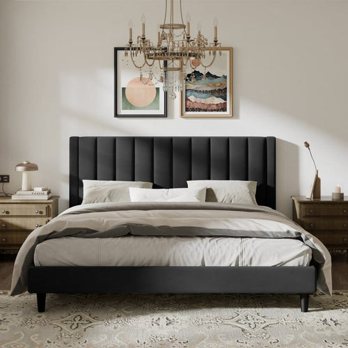 Chester - Grey Velvet Fabric Bed Frame image 0