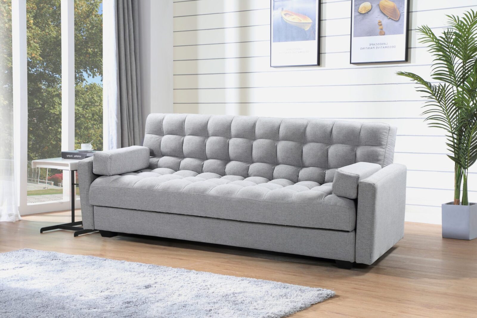 Sara Sofa Bed Convertible 3.in.1 ( Sofa, Bed, Couch &amp; Storage ) – Grey image 0