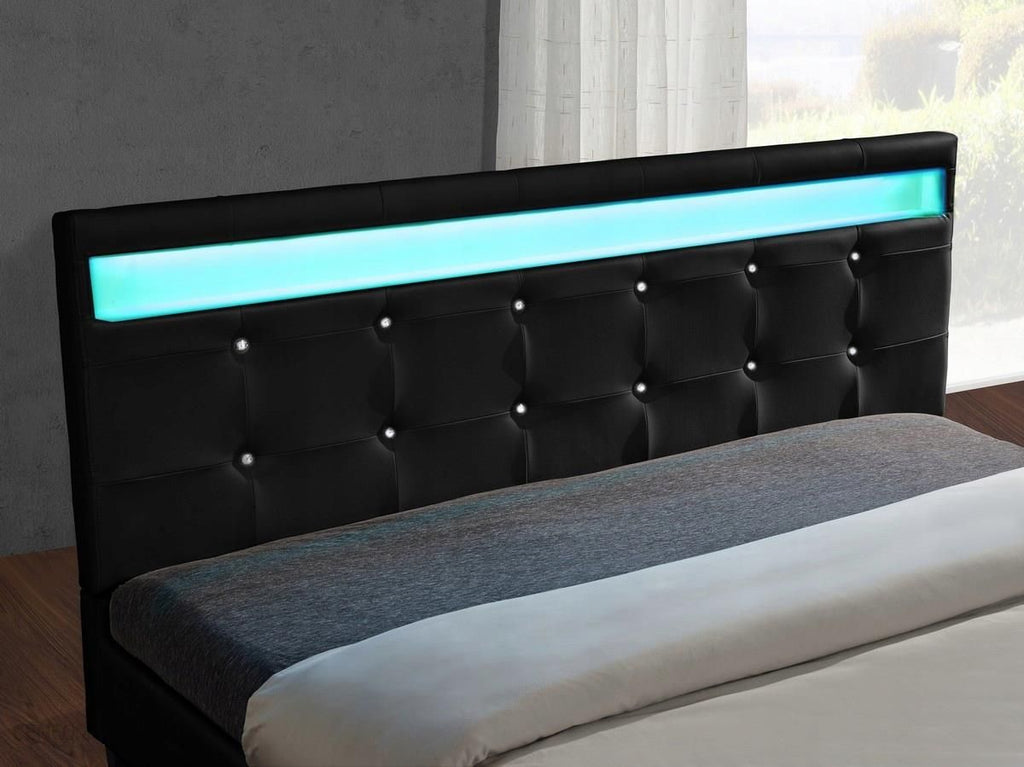 Kyoto - Black Leather LED Bed Frame image 1