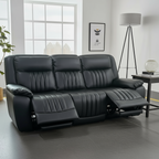 Sofá reclinable Ave eléctrico/automático de 3 plazas en piel vegana premium - Negro