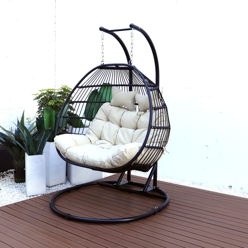 Folding Chair with Collapsible Basket & Heavy-Duty Steel Frame – Cream Cushion, 600 lb Capacity image 0