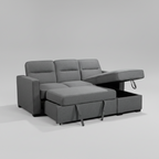 Sofá seccional Waza gris claro con chaise longue reversible y cama plegable 